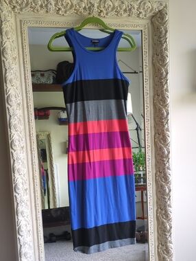 Express Striped Sleeveless Maxi Dress - Blue, Black, Gray, Pink, Orange, Purple